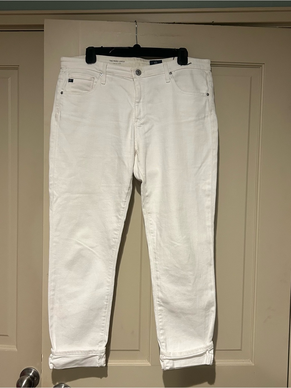 AG Adriano Goldschmied White The Prima Cigarette Ankle Jeans
